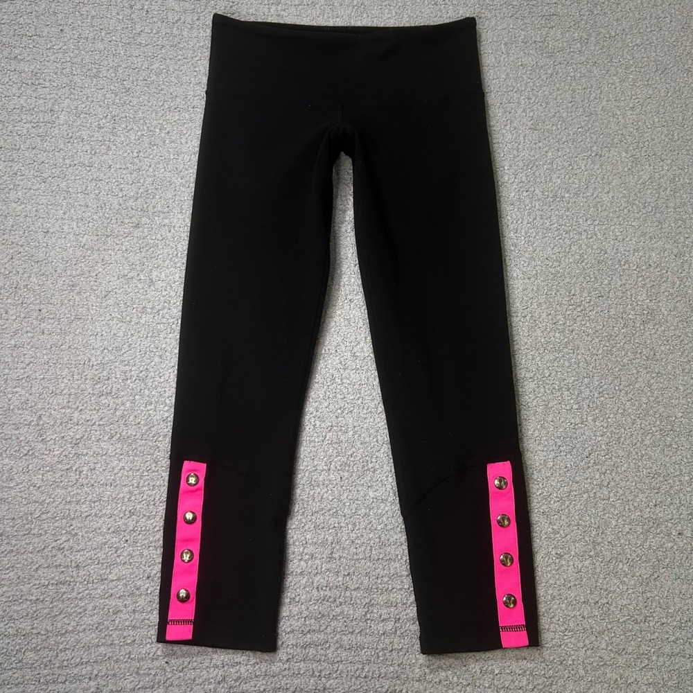 Lululemon Crop Leggings Y2K Low Rise 4 Black Pink Vintage Archival Yoga